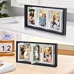 ZEEYUAN 4x6 Desk Picture Frame Rotating Double-Sided Picture Frame, 4x6 Wooden Collage Family Photo Frame for Office Desktop, Holds 6 Photos, Black
