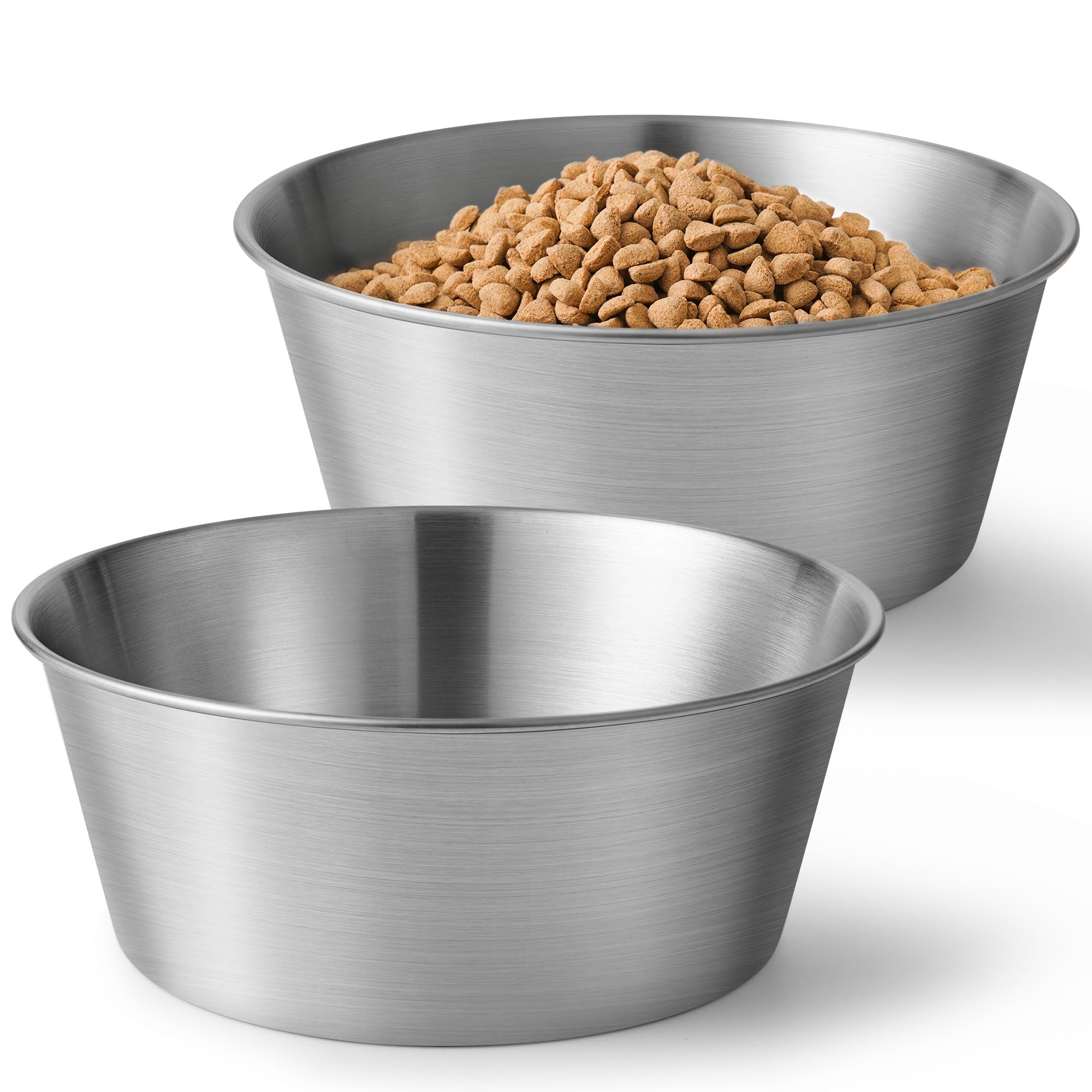 Wellbro Heavy-Duty Stainless Steel Dog Bowl - Food Grade 304, Rustproof & BPA Free - Easy to Clean, Dishwasher Safe -Large (64oz, 8 Cups) Sizes for Dogs 80-110lbs