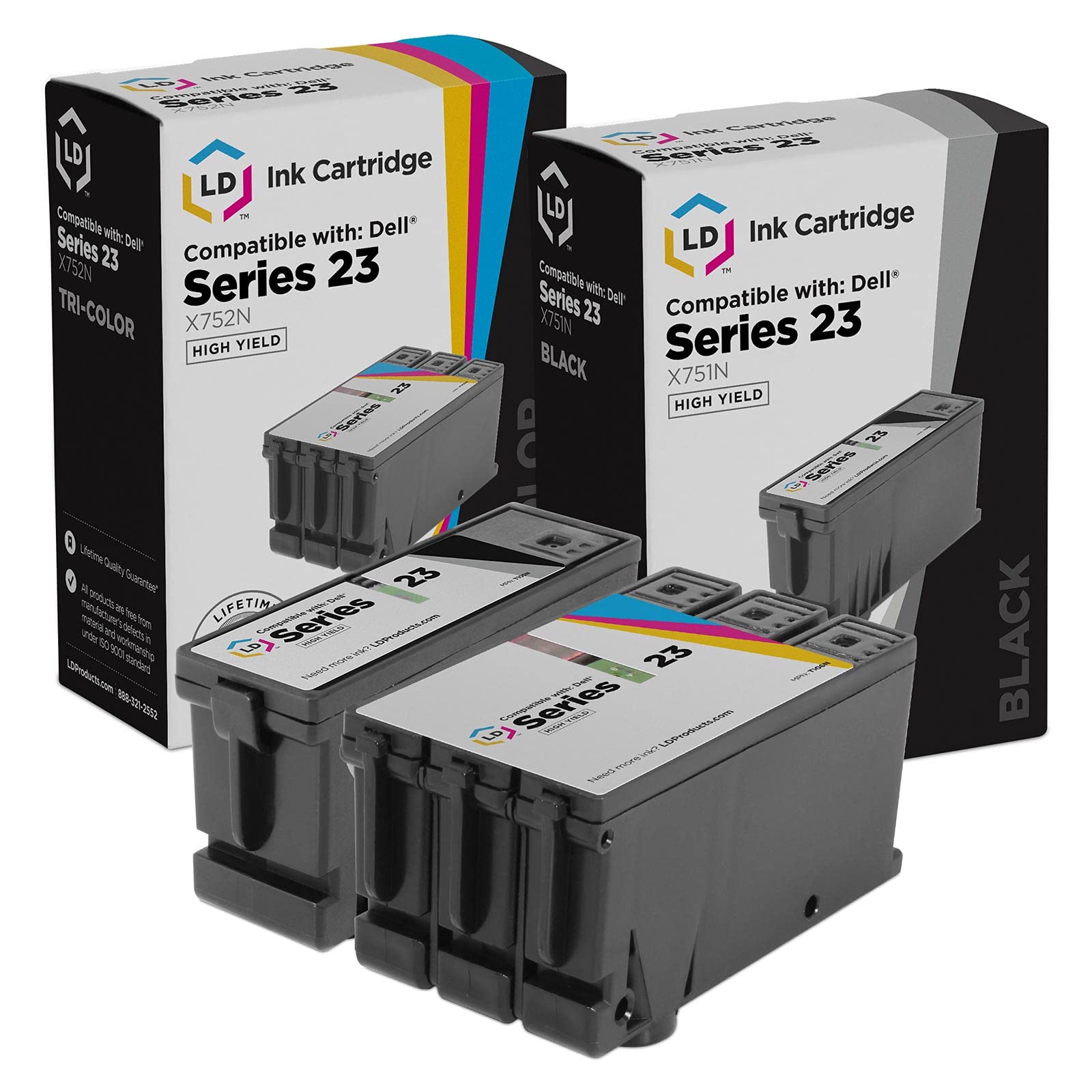 Amazon.com: LD Compatible Printer Ink Cartridge Replacement for Dell V515w  Series 23 High Yield (1 Black, 1 Color, 2-Pack) : Office Products
