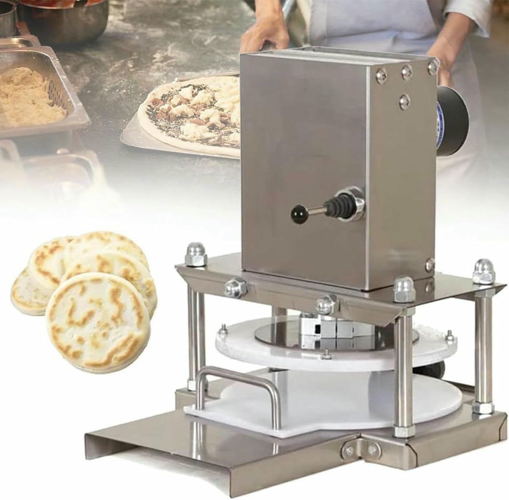 ASerZenith Electric Pizza Dough Press Machine, Household Pizza Pastry Roller Sheeter, Tortilla Press Machine Pizza Dough Maker For Rolling Of Pizza