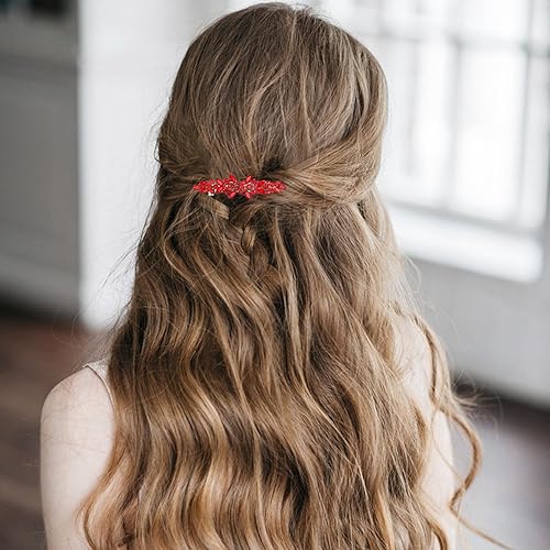 Miniatura 5 de Pasadores para el cabello austriacos rojos, pinzas de cristal de circón brillante, pinzas para el cabello francés, para novia, moda, diamantes de