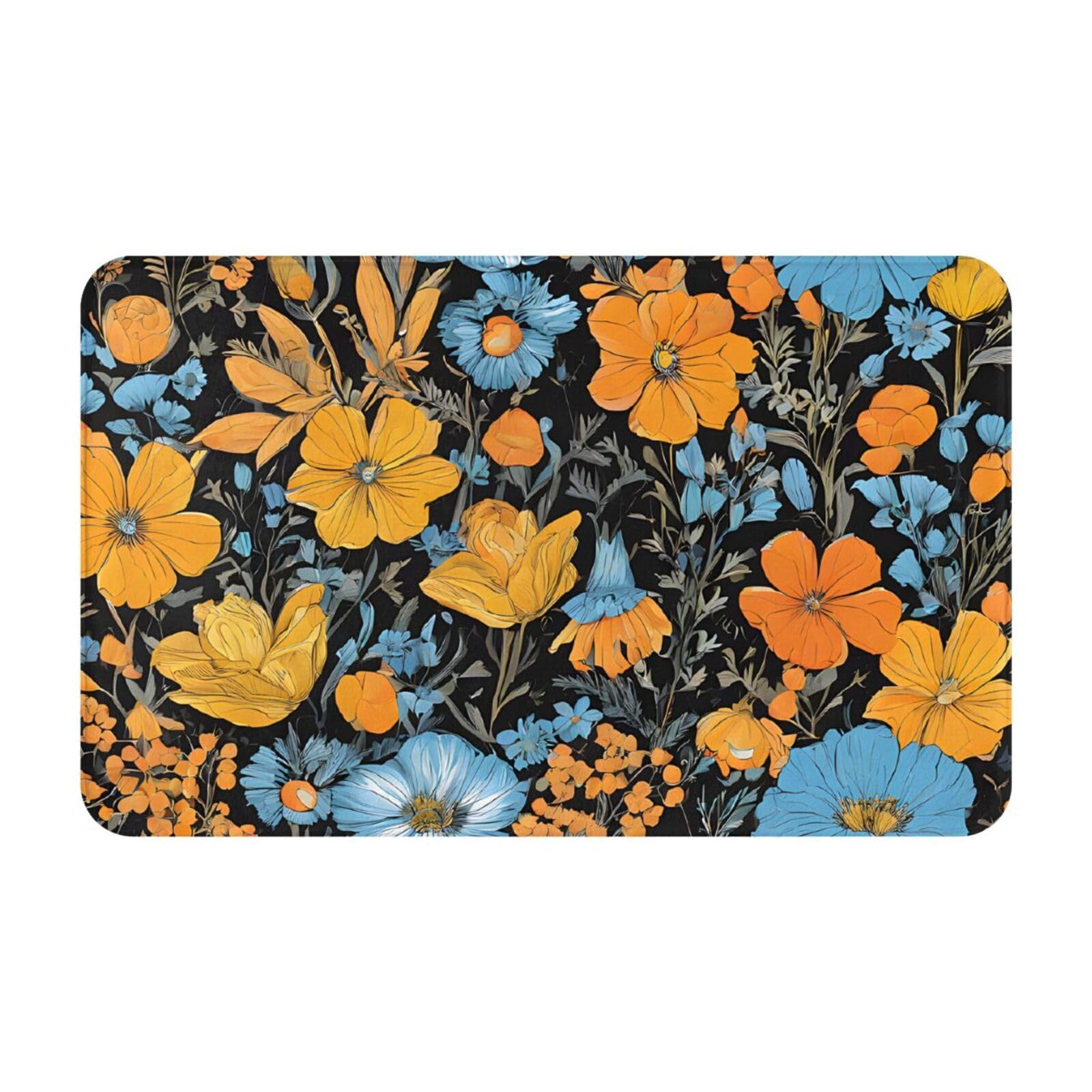 Hippie Pattern Print Living Room Bathroom Kitchen Anti Slip and Absorbent Carpet, Indoor Entrance Door Muddy Floor Mat, Ultra Soft Washable Carpet 21x31.5 Inches