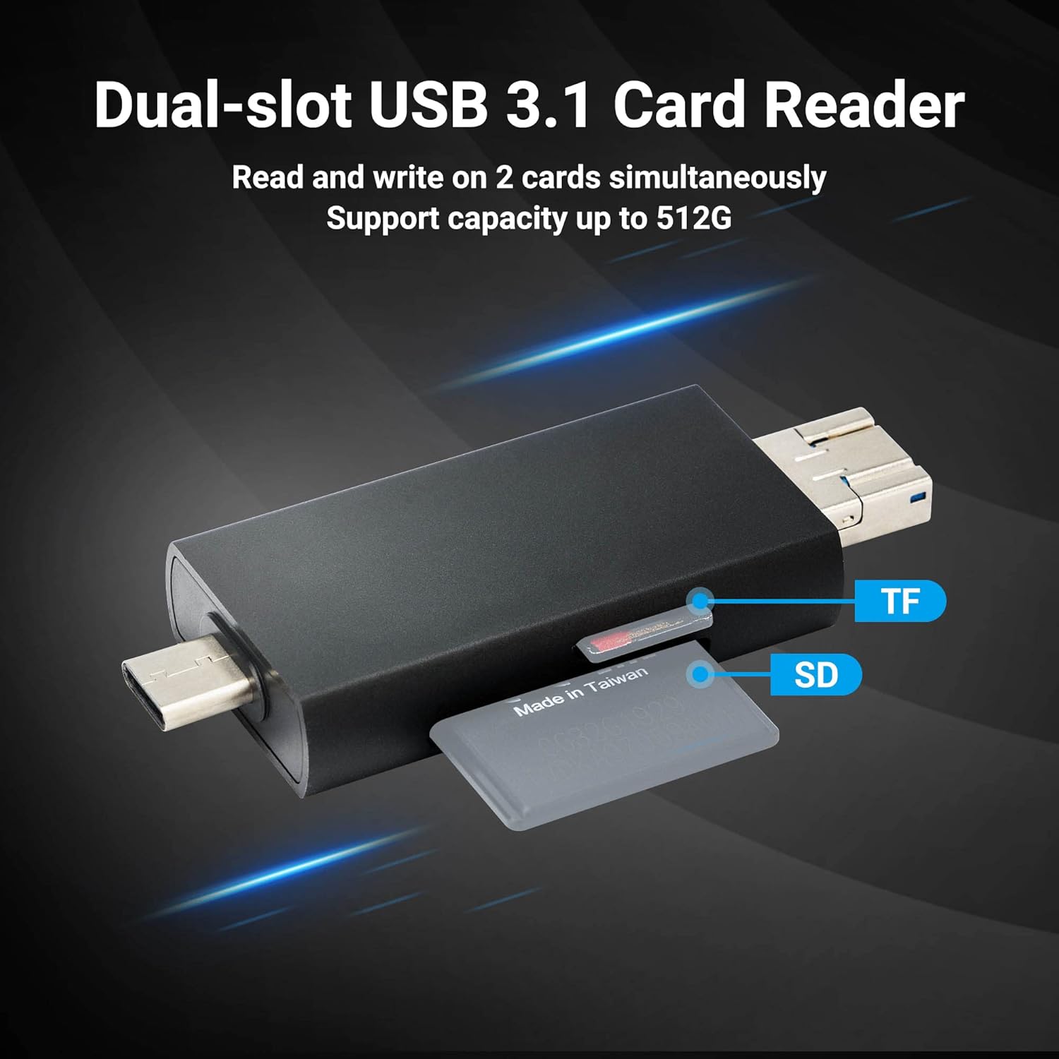 JJC UHS-II SD Micro SD Card Reader + Selfie-Stick Protective Wrap Wrapper for iPad Laptop Computer Smartphone Camera and More Devices