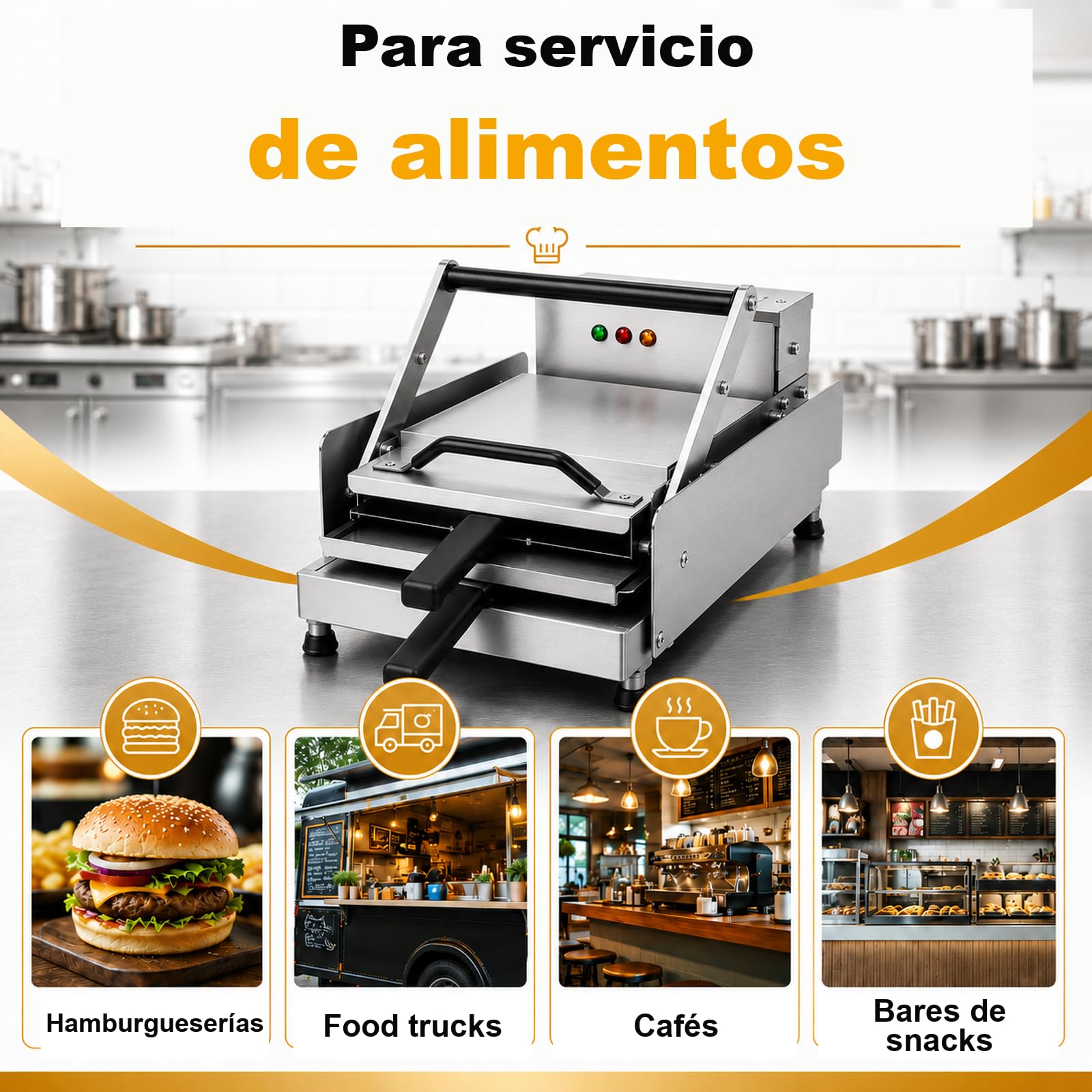 Tostador de Panes para Hamburguesa Comercial Doble Nivel | Doble nivel, acero inoxidable, temporizador, temperatura ajustable y diseño compacto para hostelería