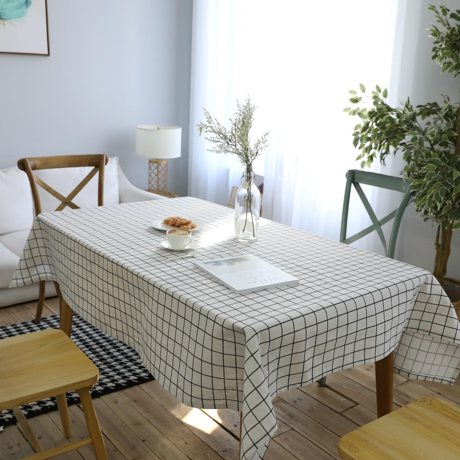 Nappe coton lin style landhaus déco crème pour table de cuisine de campagne