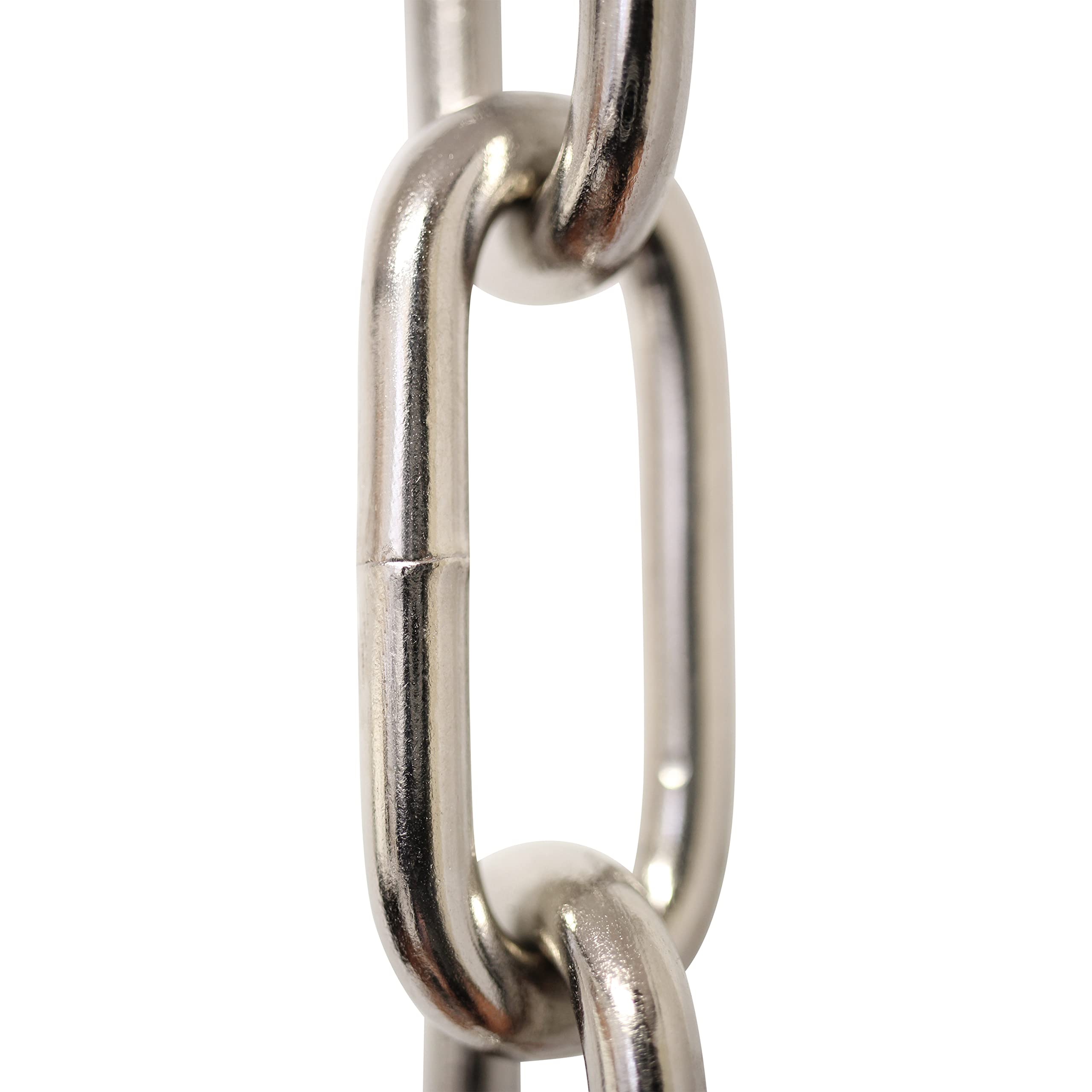 RCH Hardware CH-S59-06-PN-10 |3 Gauge Decorative Solid Steel Oval Link Fixture Chain | 10 Foot Increments | Polished Nickel Finish