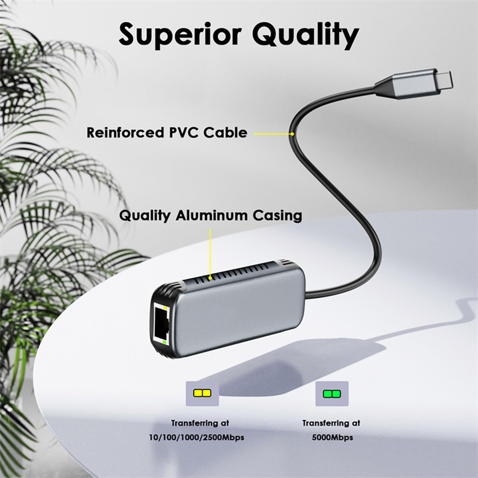 Adattatori Gigabit Ethernet da USB C a RJ45 in alluminio Dongle rete con cavo velocità da 5 Gbps per tablet portatile Adattatore da USB C a Ethernet