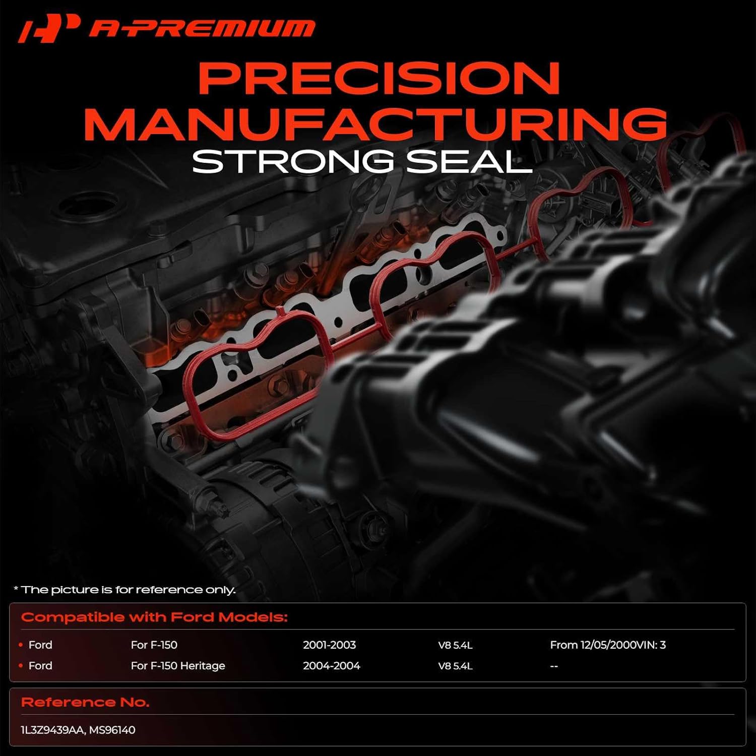 A-Premium 3PCS Lower Engine Manifold Seal Gasket Set Compatible with Ford F-150 2001-2003, F-150 Heritage 2004