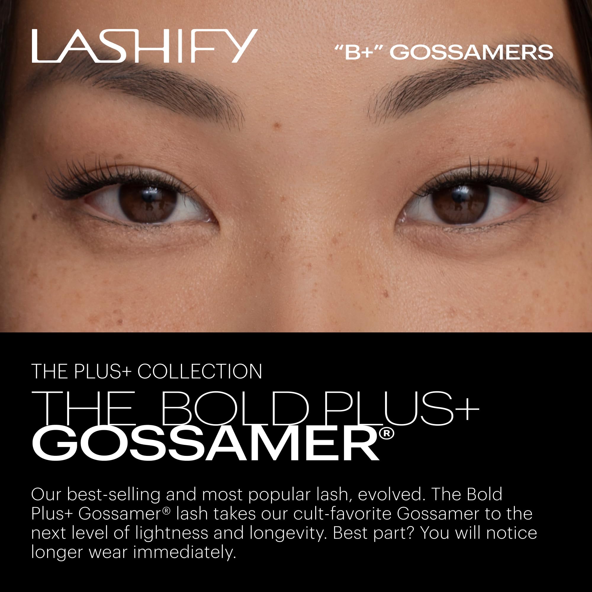 Lashify Bold Plus+ 10mm Gossamer Eyelash Extensions Refill in Black, Easy DIY False Lashes for the Most Delicate, Natural and Long Lasting Look
