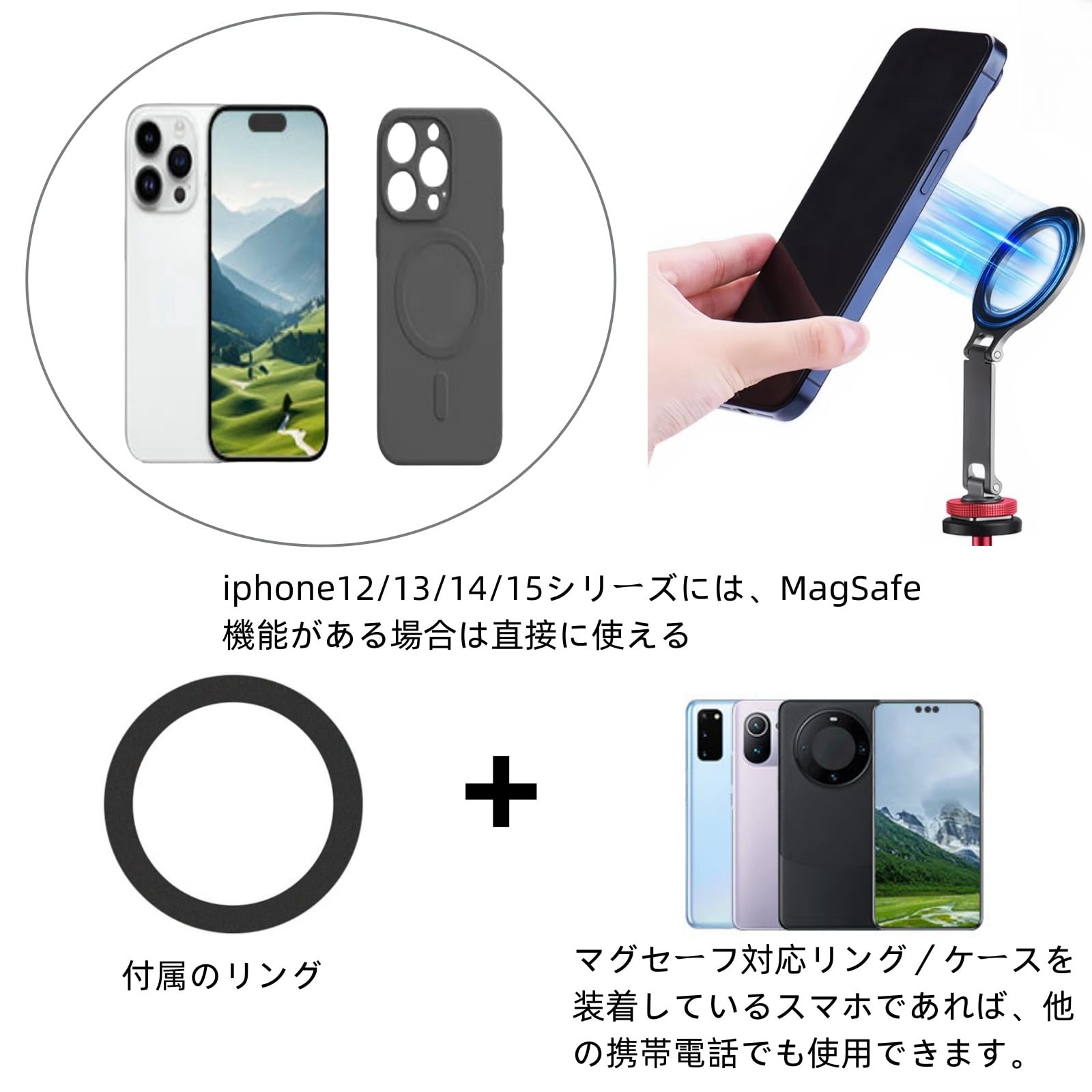 Amazon.co.jp: magsafe用スマホホルダー コールドシュー付き カメラ