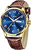 Taxau Men's Watch Leather Men's Watch Leather Strap Watches Men's Large Dial Day Date Men's Watch Waterproof Watch casual business watch for Men