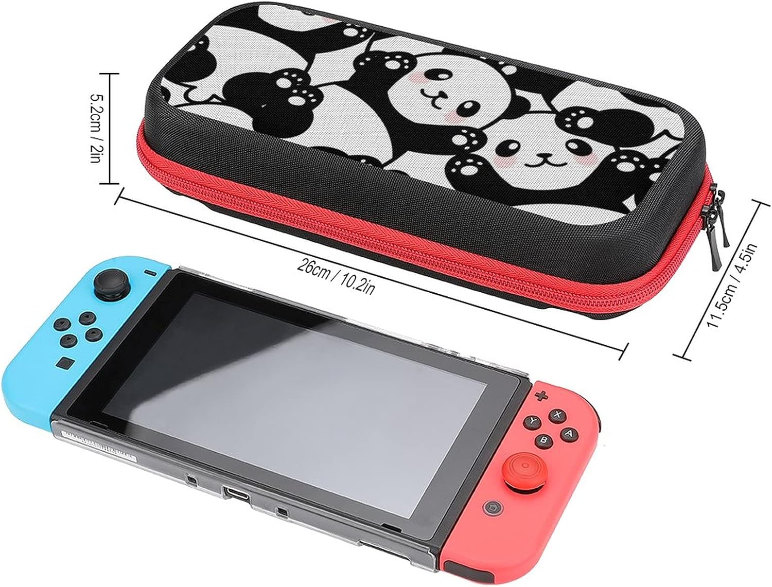 FunnyStar Funny Panda Face Printed Carrying Case Storage Bag For Nintendo Switch Lite & Accessories Travel Portable,white,One size(FunnyStar)