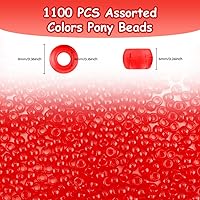 Vista 80 de Pony Bulk Beads - 1100 Pcs for Jewelry & Bracelets Making, Hair & Bracelet Beads (Dark Grey)