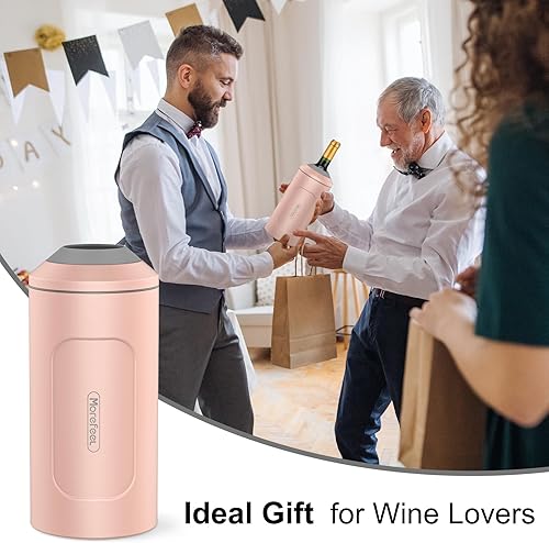 Miniatura 4 de Enfriadores de vino para botellas, regalo ideal para los amantes del vino, cubo portátil de acero inoxidable para champán, doble pared aislada al
