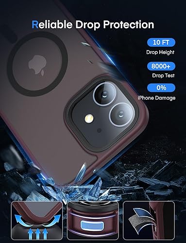 Miniatura 4 de Mgnaooi Funda magnética para iPhone 11 probada contra caídas de grado militar y compatible con MagSafe parte trasera translúcida mate, antihuellas,