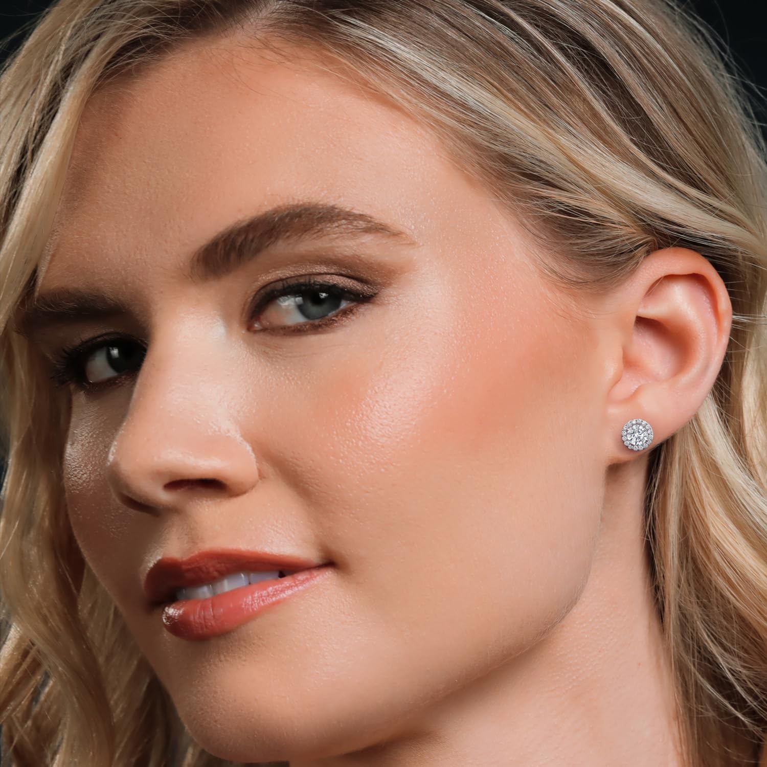 Gem Stone King 14K White Gold 6MM Round Gemstone Birthstone Stud Earrings with Removable Jackets and Lab Grown Diamond Accents | Gold Earrings For Women | Fine Jewelry Gifts for Her Mom Women Wife - Image 4