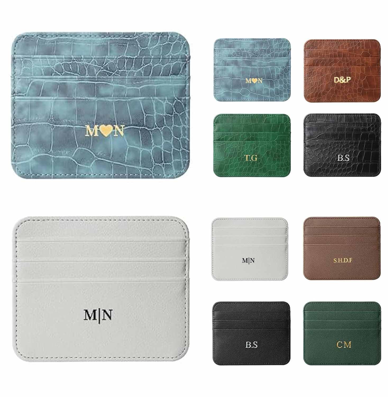 Portefeuille Minimaliste Personnalisable Femme - Cuir Synthétique Avec Initiales Dorées