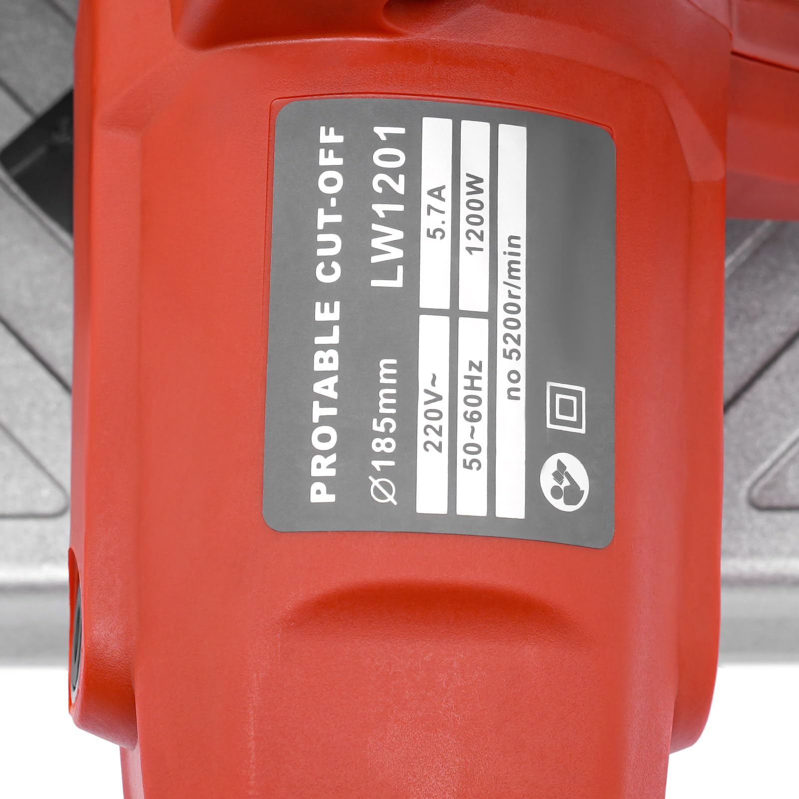 Piła kapówka 7-calowa 1200W 5200 obr/min Regulowany kąt cięcia 0-45° Czerwony