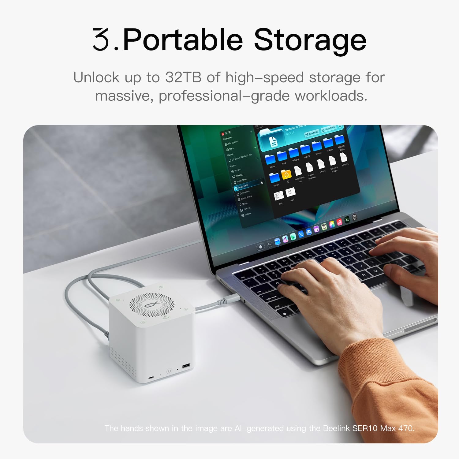 Mate Pro - Dock USB 4 da 80 Gbps con alloggiamento SSD da 32 TB, ricarica PD da 96 W, LAN 2,5 G, HDMI 4K, altoparlante e microfono integrati, hub desktop tutto in uno, per MacBook e laptop