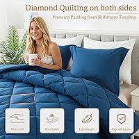 Vista 2 de HYLEORY Juego de edredón tamaño Queen con 2 fundas de almohada - Edredón de cama alternativo al plumón para todas las estaciones - Ligero - Lavable