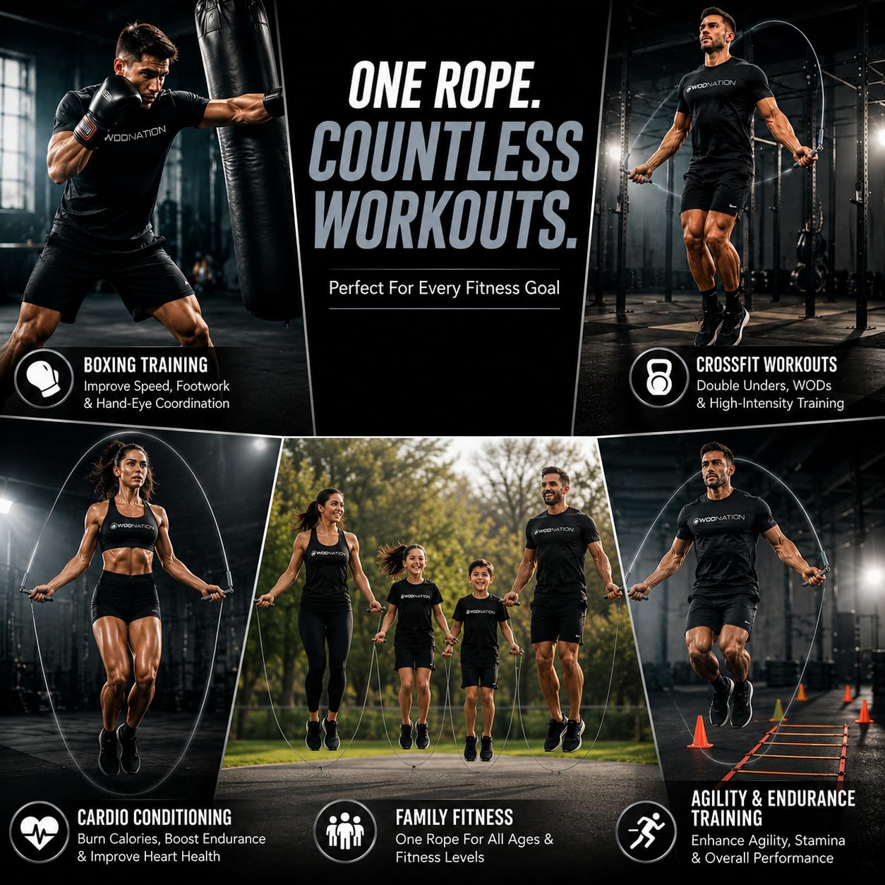WOD Nation Speed Jump Rope – Blitzschnelle Springseile – Ausdauertraining für Boxen, MMA, Kampfsport oder einfach nur fit bleiben