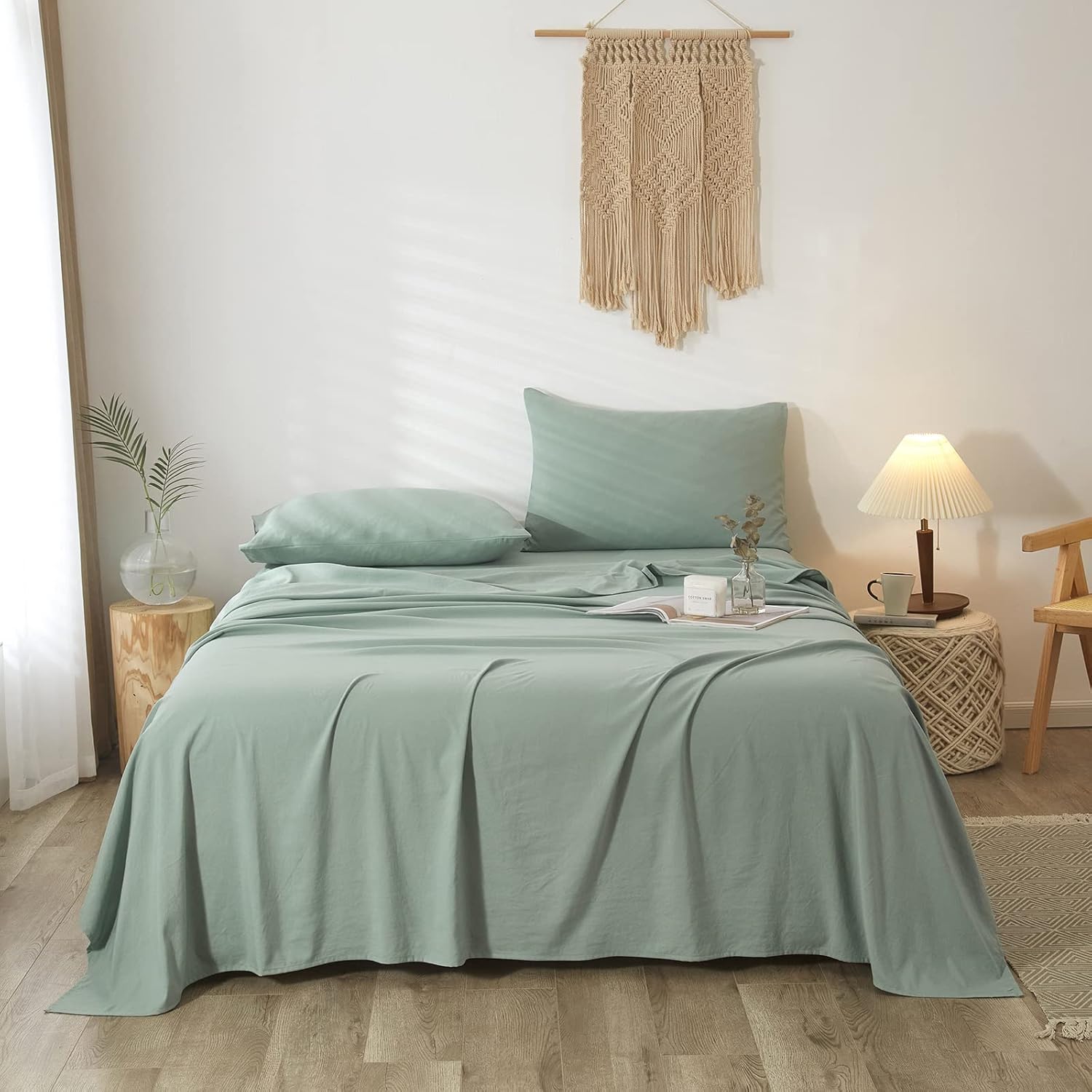 VClife Mist Green Sheet Sets, 3 PC Cooling Twin Bedding Sheet, Deep Pocket 16