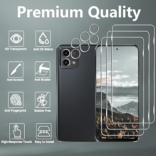 Miniatura 2 de Paquete de 3 + 3 protectores de pantalla para Moto G Stylus 5G 2023 + protector de lente de cámara, vidrio templado 9H, antiarañazos, fácil