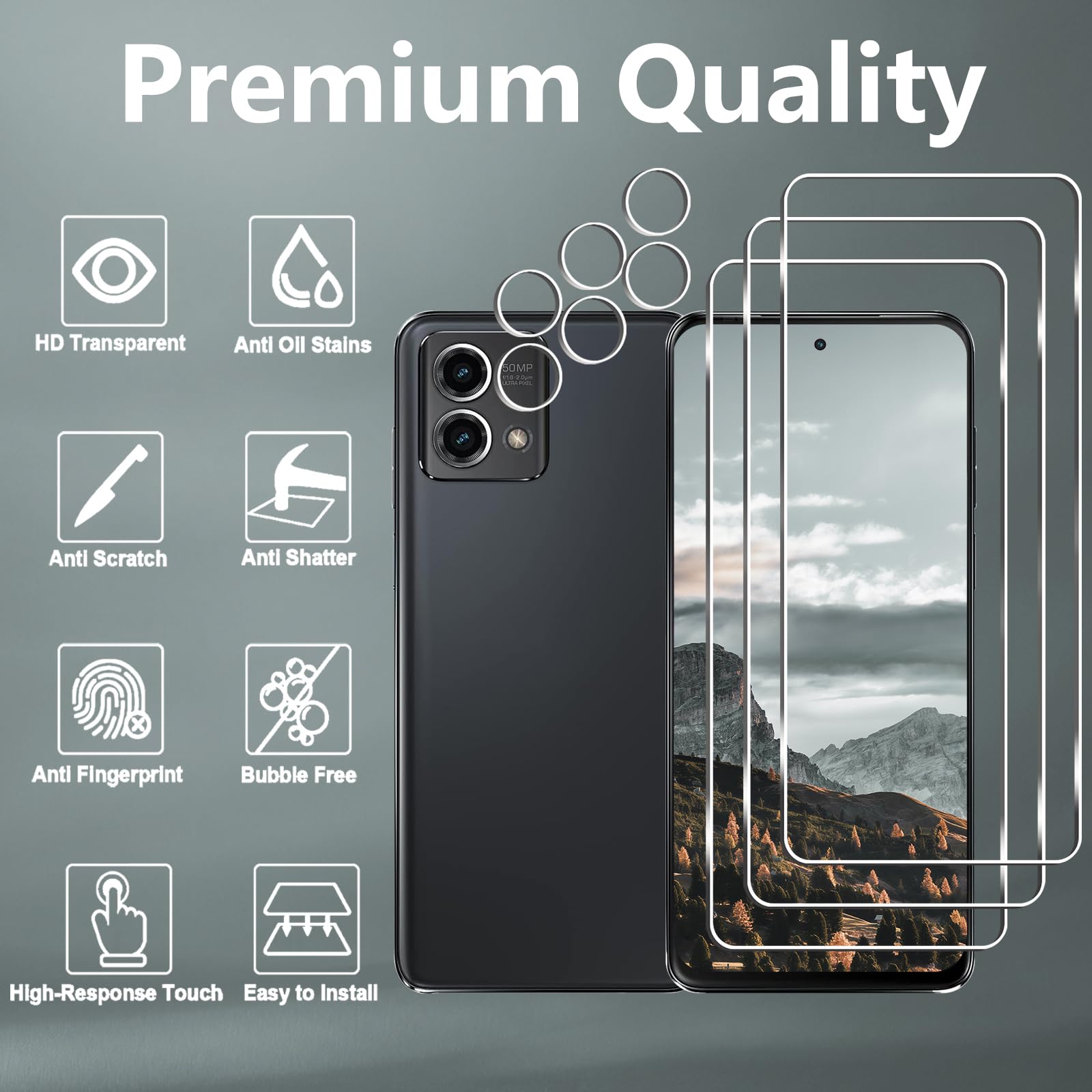 Moto G Stylus 5G 2023 osłona ekranu + osłona obiektywu aparatu, szkło hartowane 9H, odporne na zarysowania, łatwa instalacja, bez pęcherzyków powietrza, ochraniacz ekranu HD do Motorola Moto G Stylus