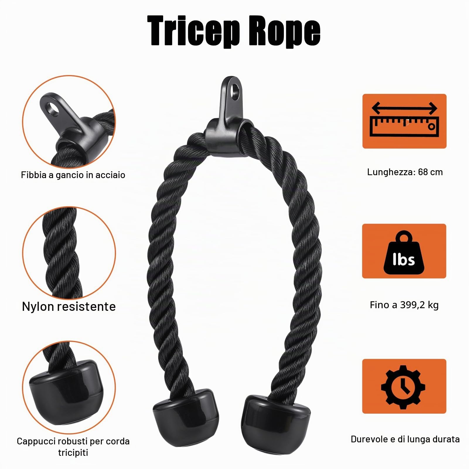 SERTT LAT - Accessorio per macchina da allenamento, accessori per cavi, barra dritta per tricipiti, maniglia D, barra a V