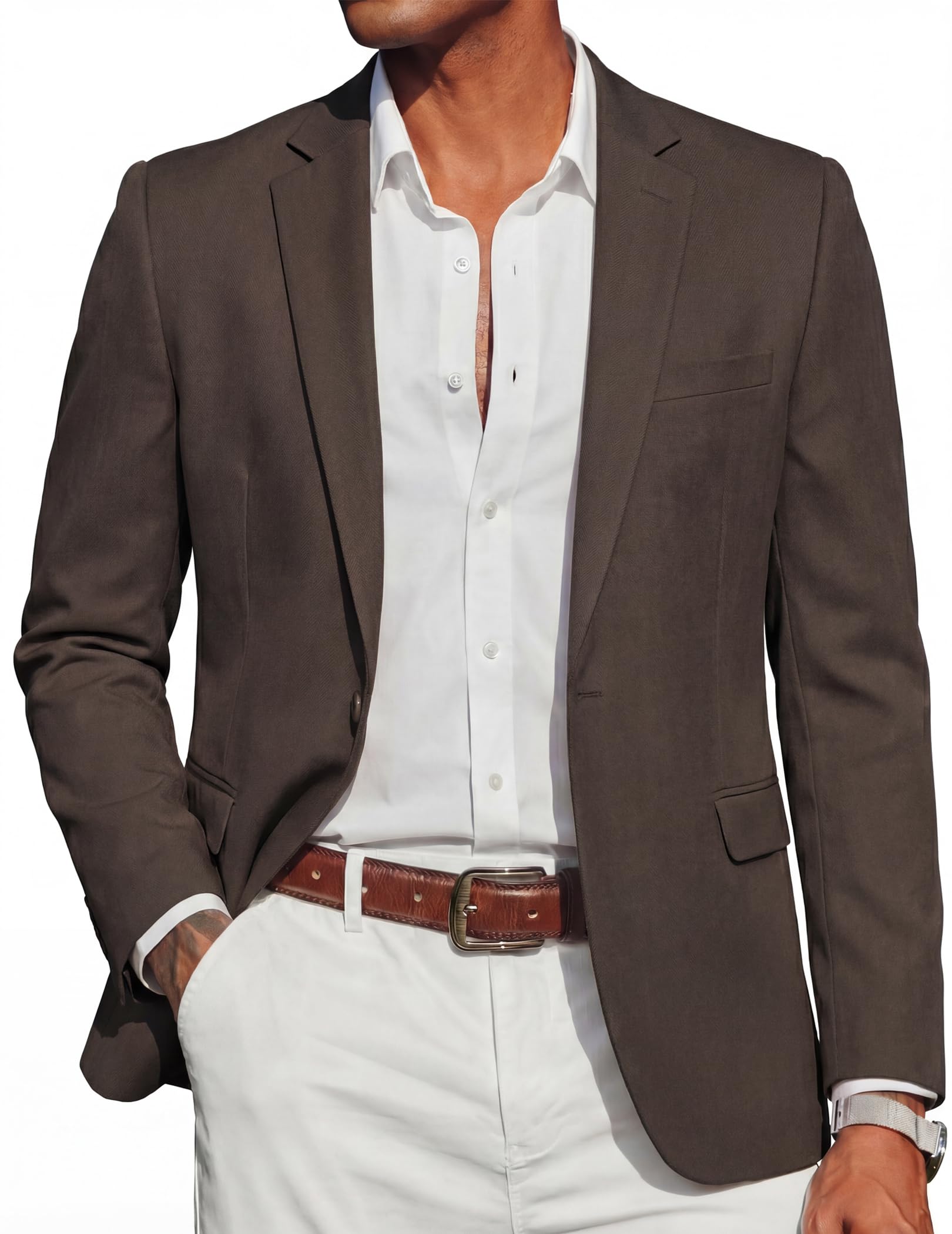 COOFANDY Blazer décontracté pour homme, coupe ajustée, veste de sport à un bouton