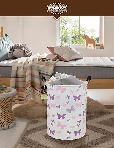 Miniatura 7 de HUNRUNG - Cesta de lavandería grande de tela de lona ligera, cesta de almacenamiento para juguetesropa sucia, plegable, impermeable, para