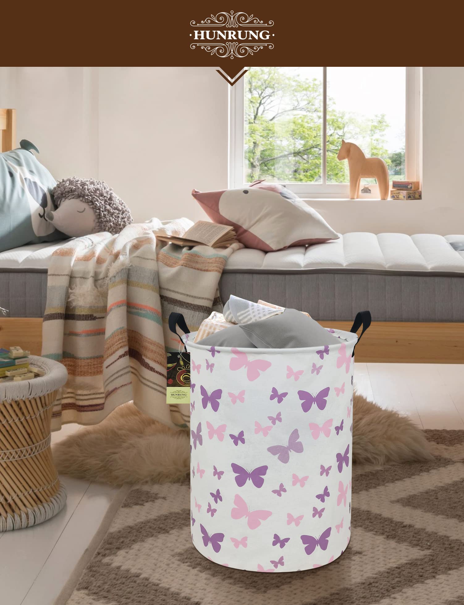 Panier à linge, grand panier de rangement léger en toile en tissu de toile pour jouets, vêtements sales, pliable et imperméable pour dortoirs universitaires, chambre d'enfant, salle de bain