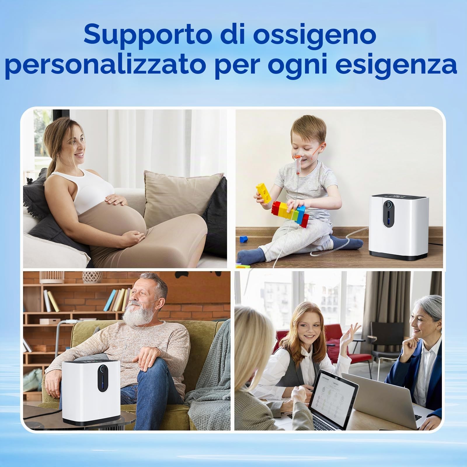 Concentratore di ossigeno portatile per la casa,Concentratore di ossigeno Xandoril,93%±3%, 1-7L/min,Doppio utilizzo di telecomando e touchscreen, <45 dB a basso rumore