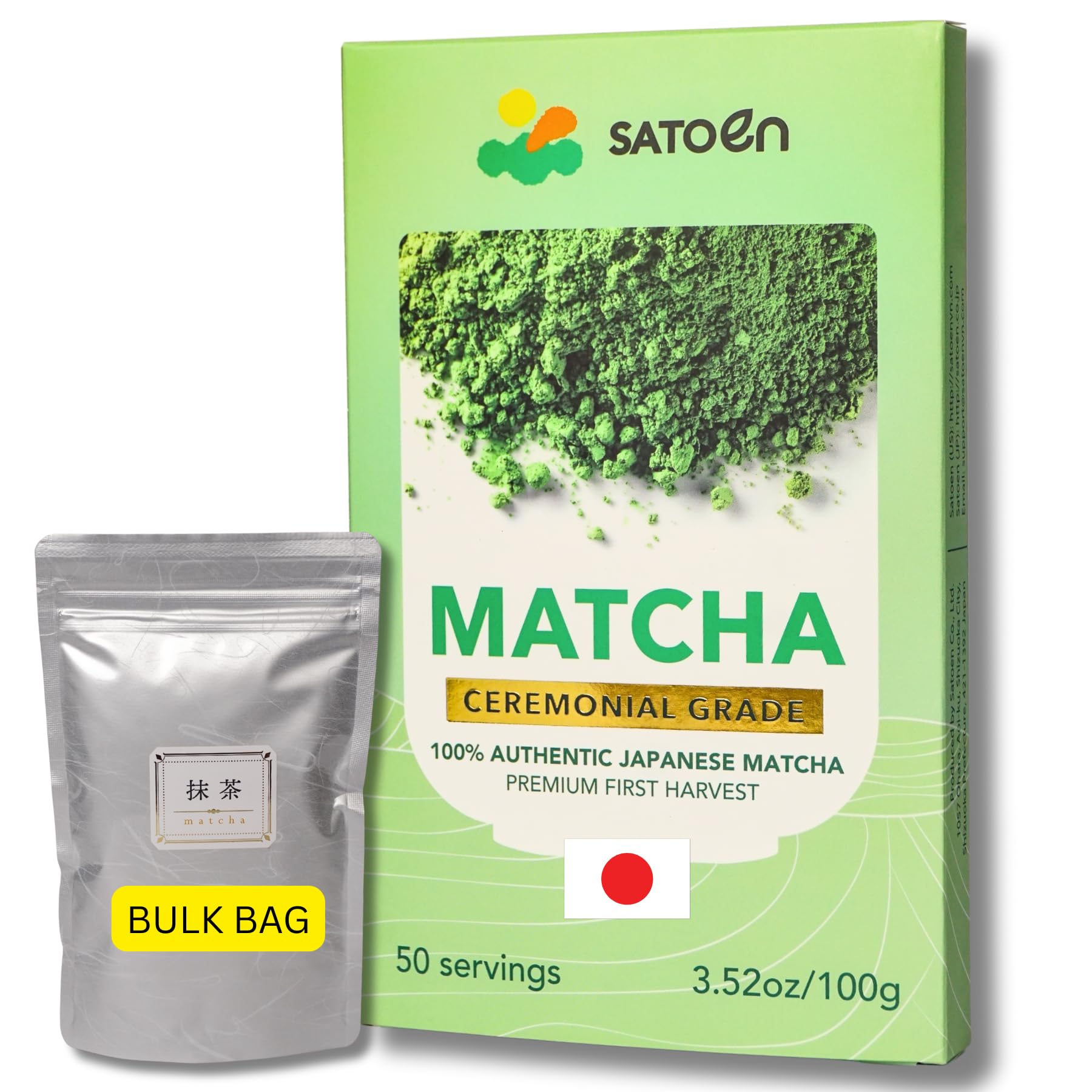 Satoen Authentic Japanese Ceremonial Grade Matcha Powder - Ceremonial Matcha Green Tea Powder from 100 Spring Premium First