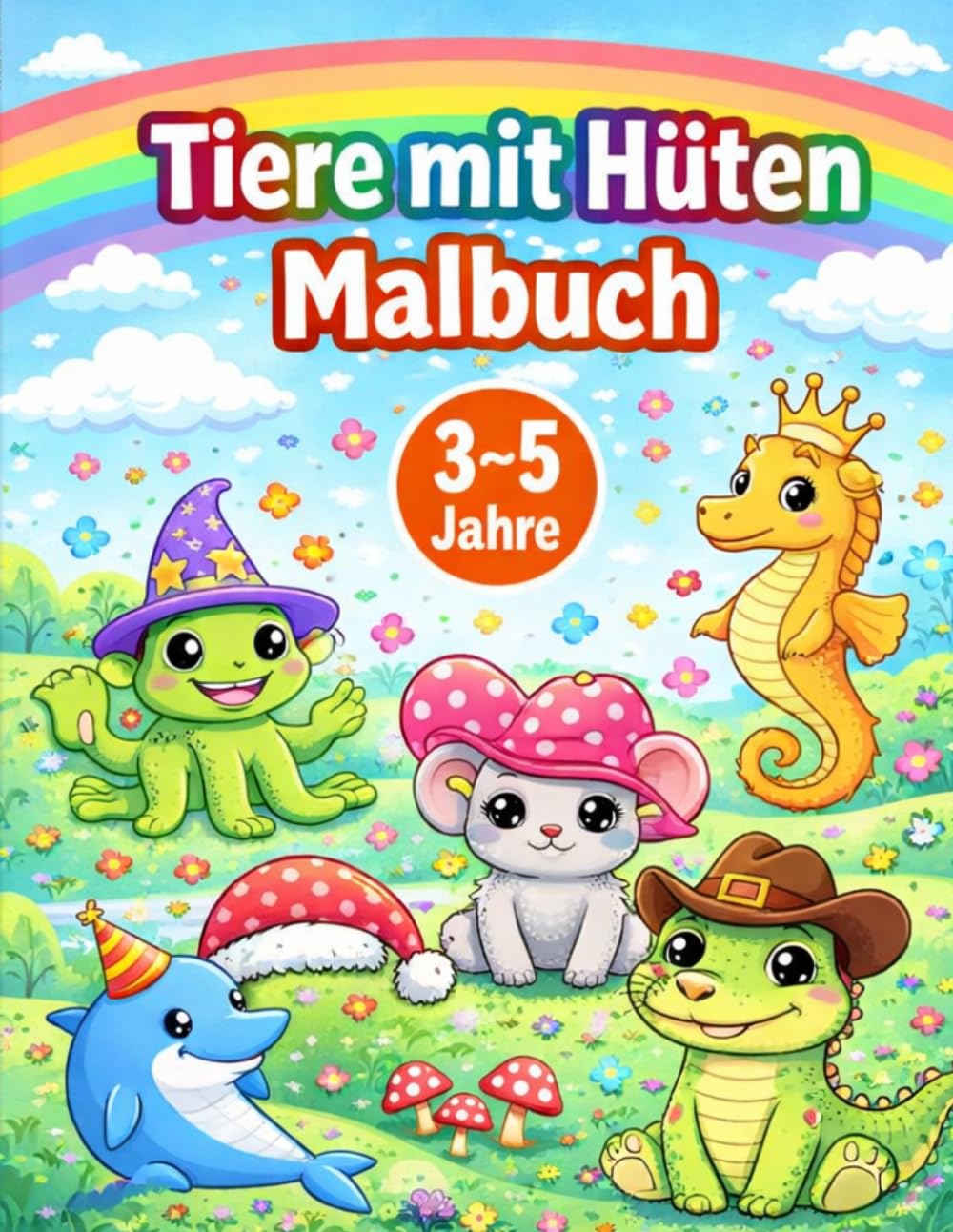 Tiere mit Hüten Malbuch: Süße Ausmalbilder für Kinder von 3–5 Jahren: 35 einfache Tiermotive mit lustigen Hüten – Perfekt für kleine Kinder, Kindergarten & Vorschule