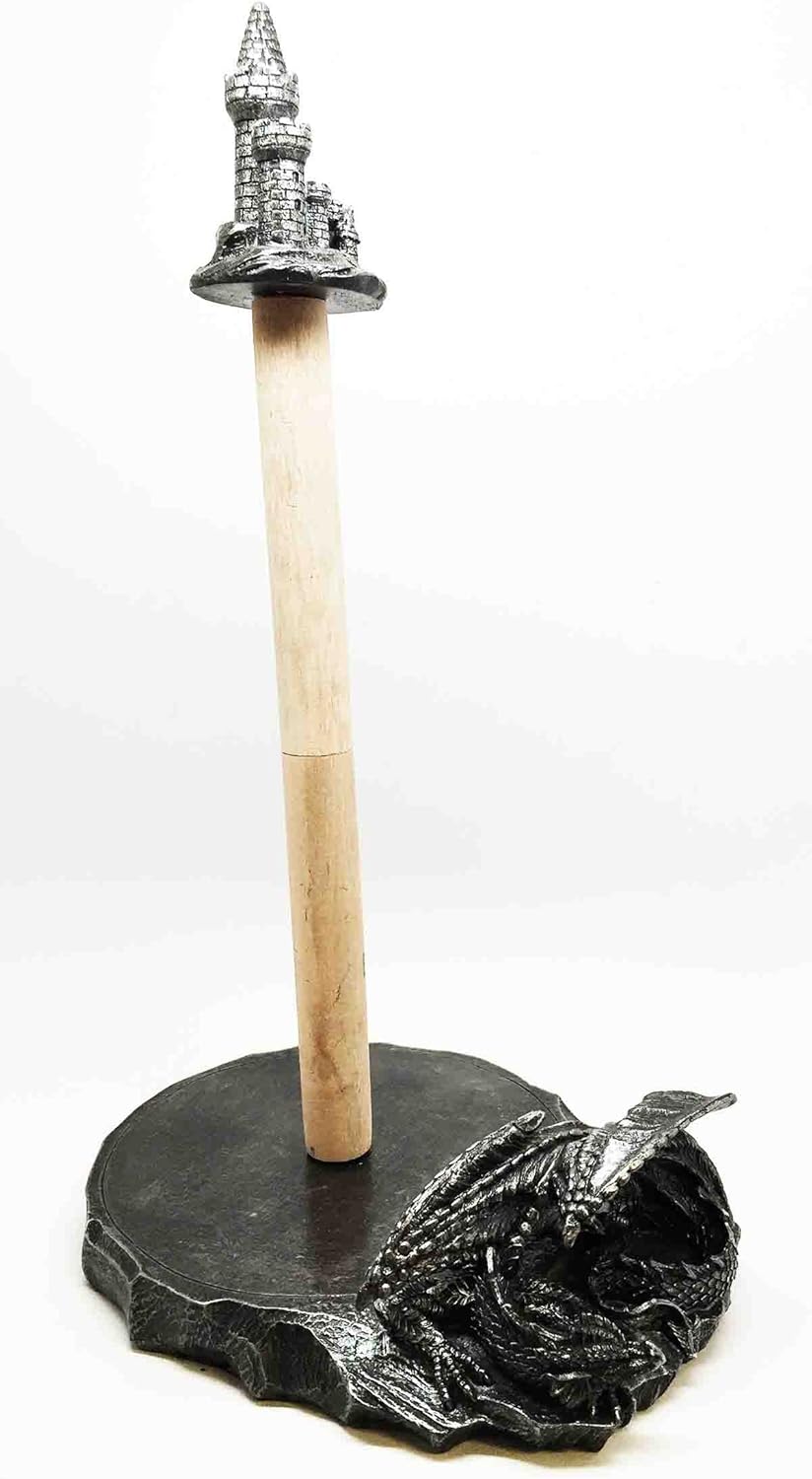 Sleeping Dragon In Castle Dungeon Cernunos Kitchen Paper Towel Holder Figurine