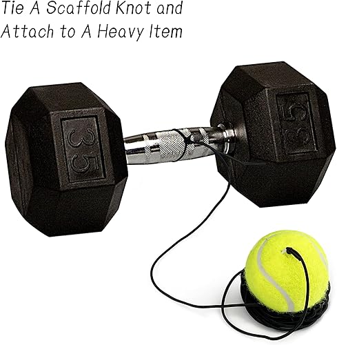 Miniatura 5 de TaktZeit Pelotas de tenis con cuerdas de repuesto para entrenador de tenis, pelotas de tenis para rodapié de rebote, herramienta de entrenamiento de