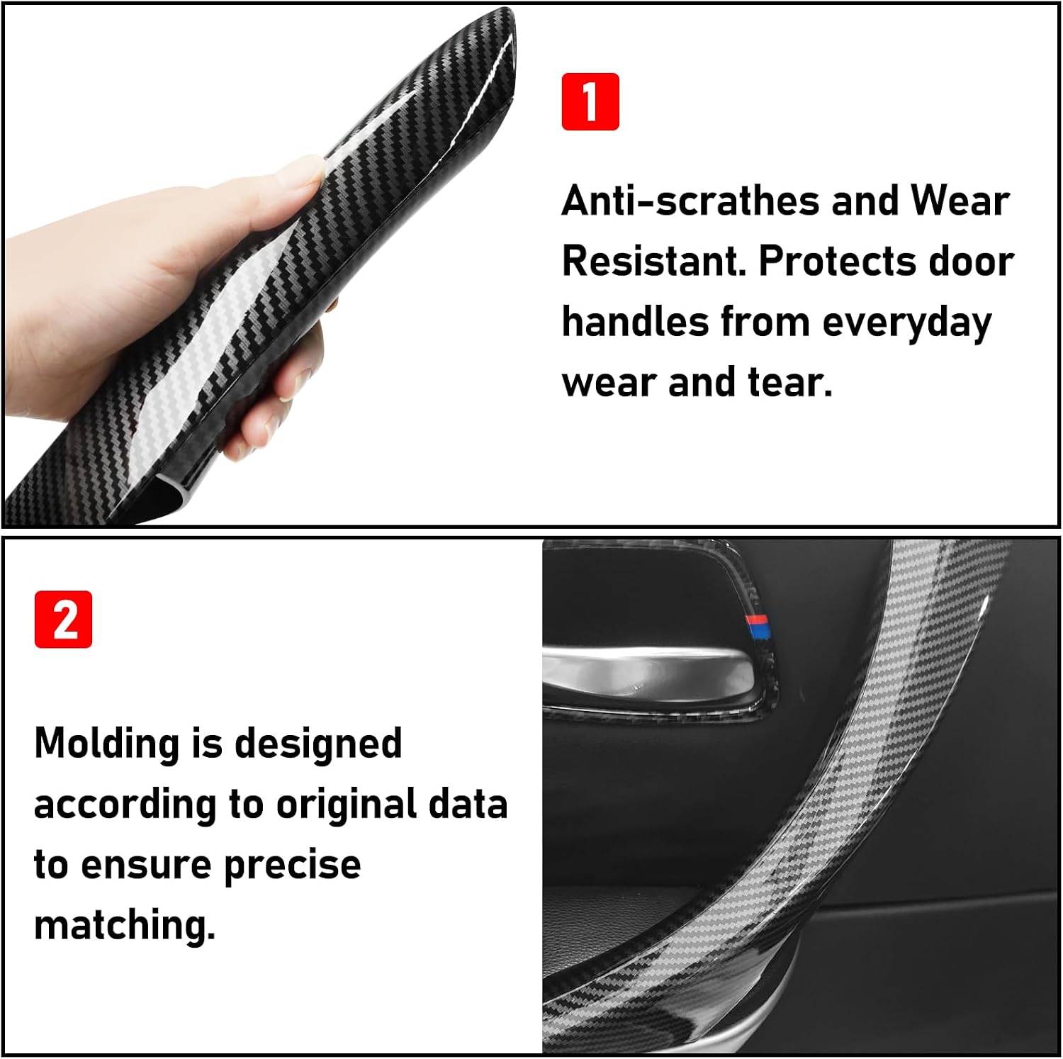 Jaronx Compatible with BMW 3 Series E90/E91 Door Handle Covers, 6PCS Door Pull Handle Cover for BMW 325i 328i 335i 330i 2006-2011, for Left and Right Passenger Side (Carbon Fiber Pattern)