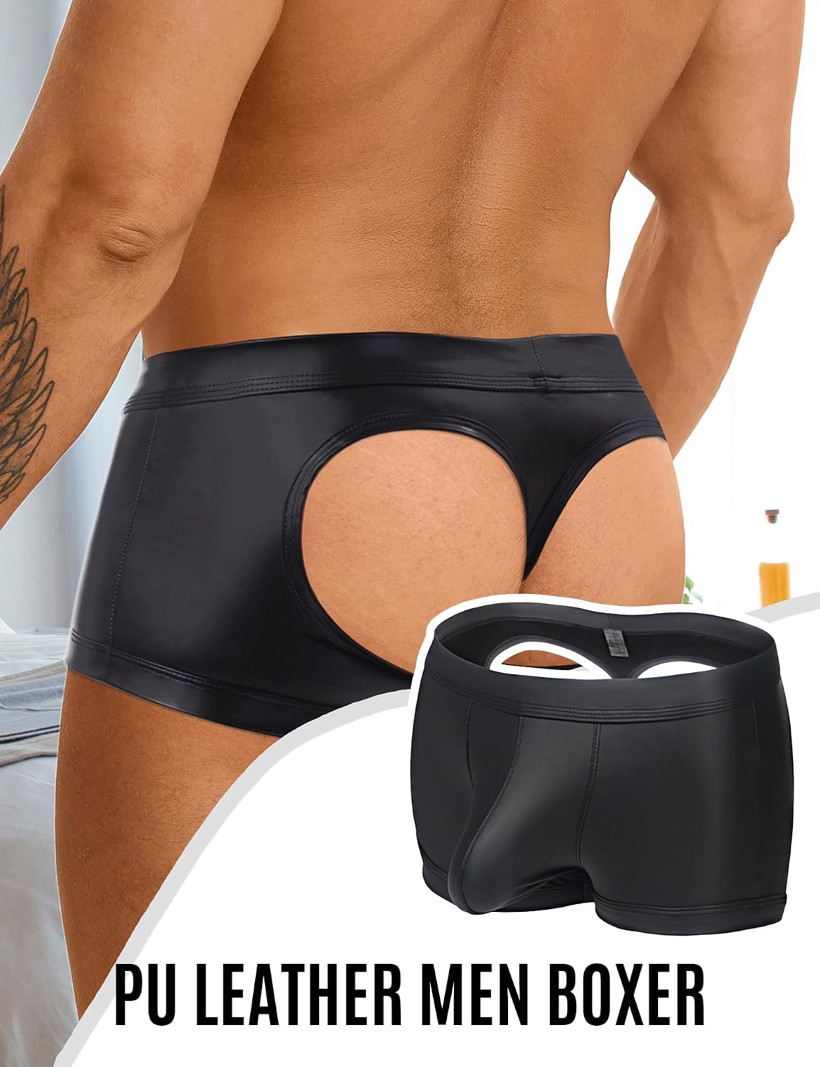ohmydear Men's Underwear Briefs with Hollow Out Design Sexy U-Pouch Boxer Briefs for Men Bottom