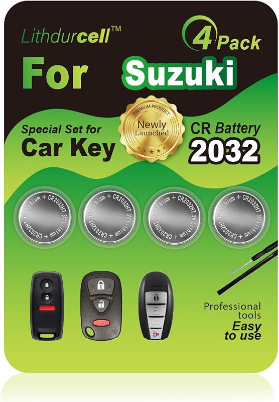 Bateria CR2032 para chave presencial Suzuki Lithdurcell – Kit com 4 baterias e 2 ferramentas