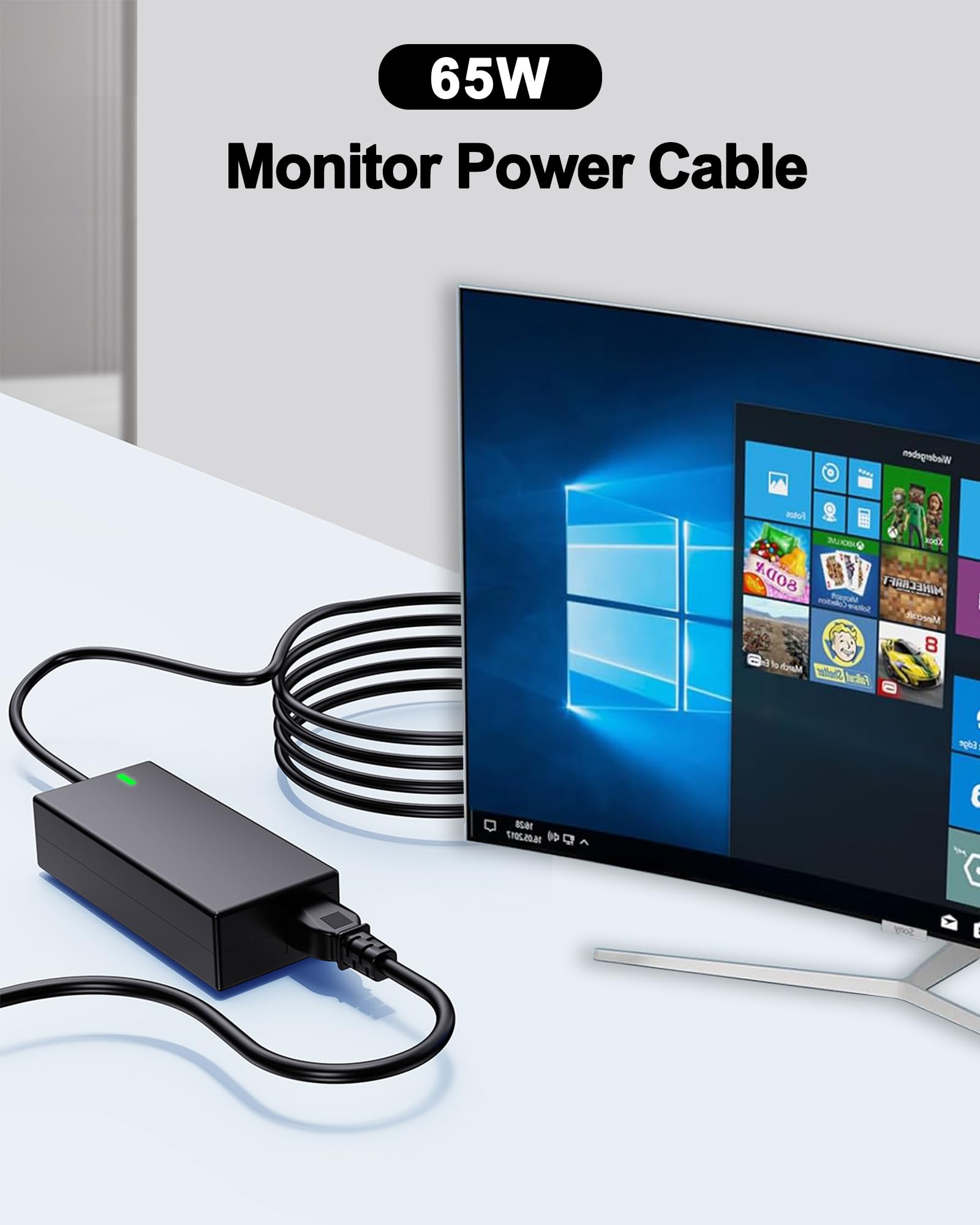 Alimentatore 65W Compatibile Con Monitor MSI Optix Serie G (G24, G27, G32) E MAG, Per 24-34 Pollici, Tensione 20V 3.25A, Connettore Tondo, Cavo UE Incluso