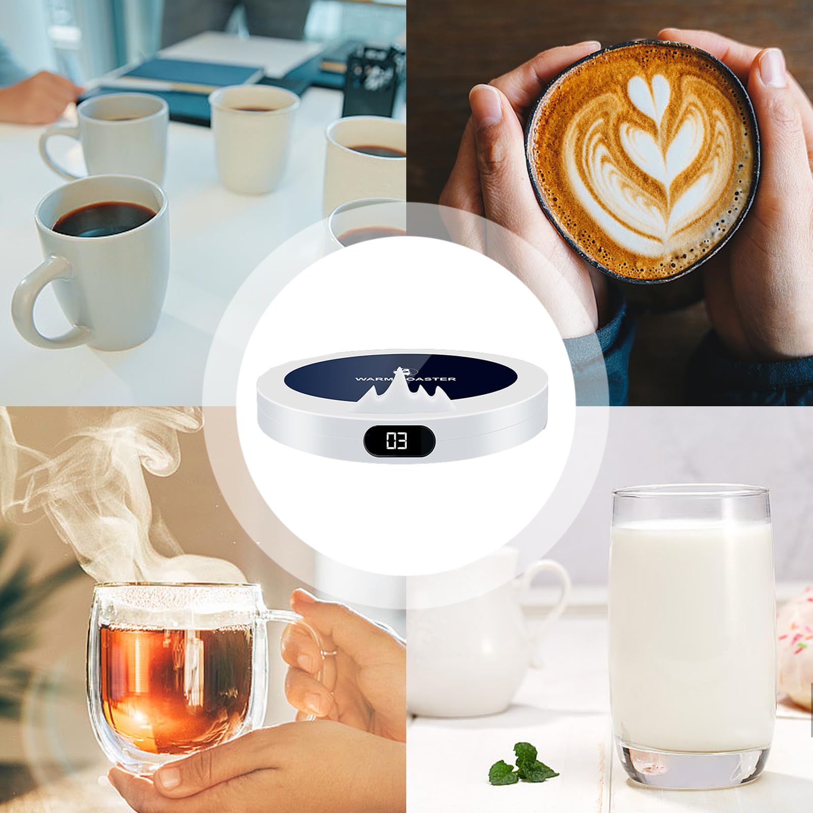 Scaldabagni - Riscaldatore per tè con 3 impostazioni di temperatura, collegamento diretto con spegnimento automatico per tazza, casa, ufficio, viaggi e pausa pranzo