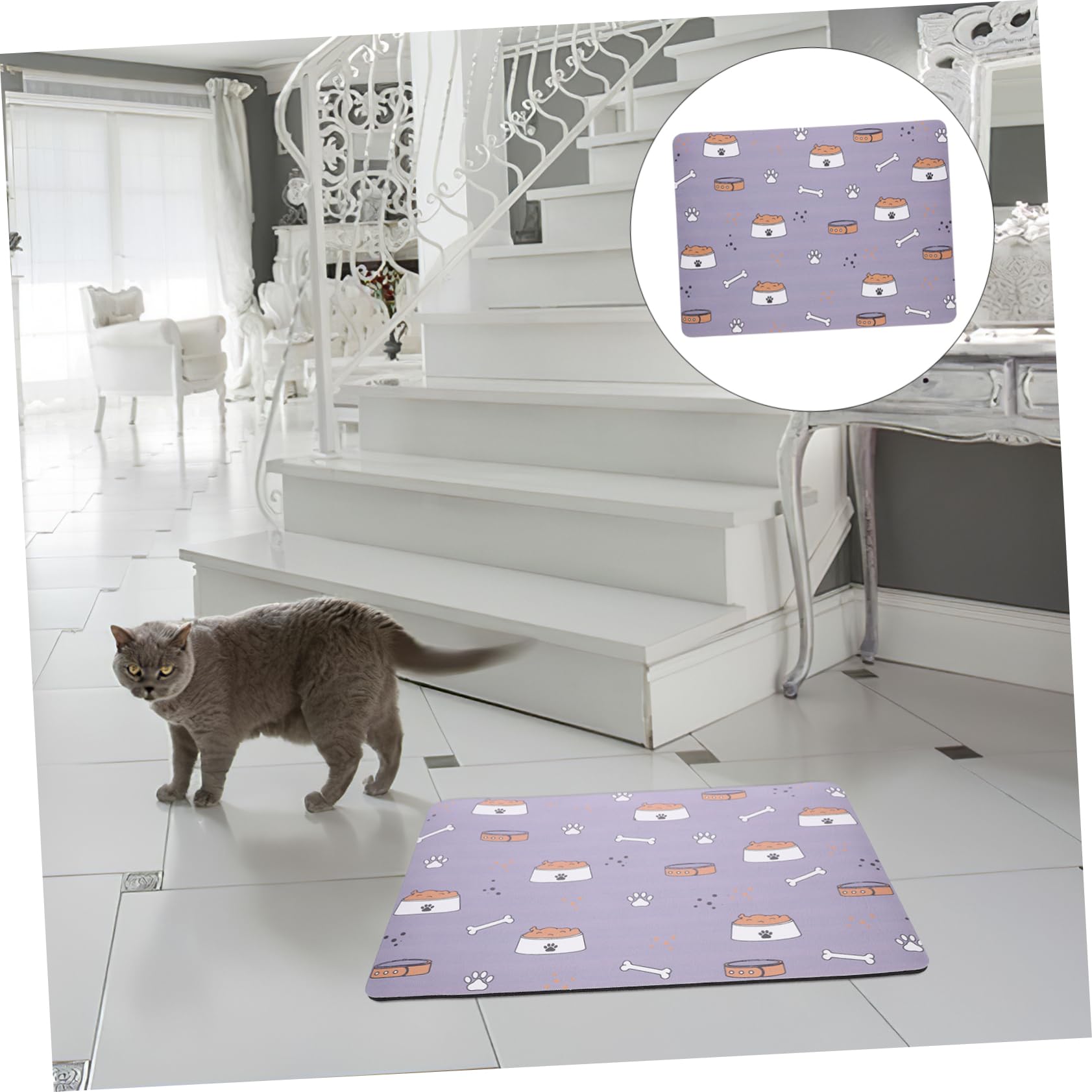 YARNOW 5pezzi Tappetino Antiscivolo Per Ciotole Tappetino Assorbente Diatomite Per Alimentazione e Facile Da Per Domestici Animali Domestici