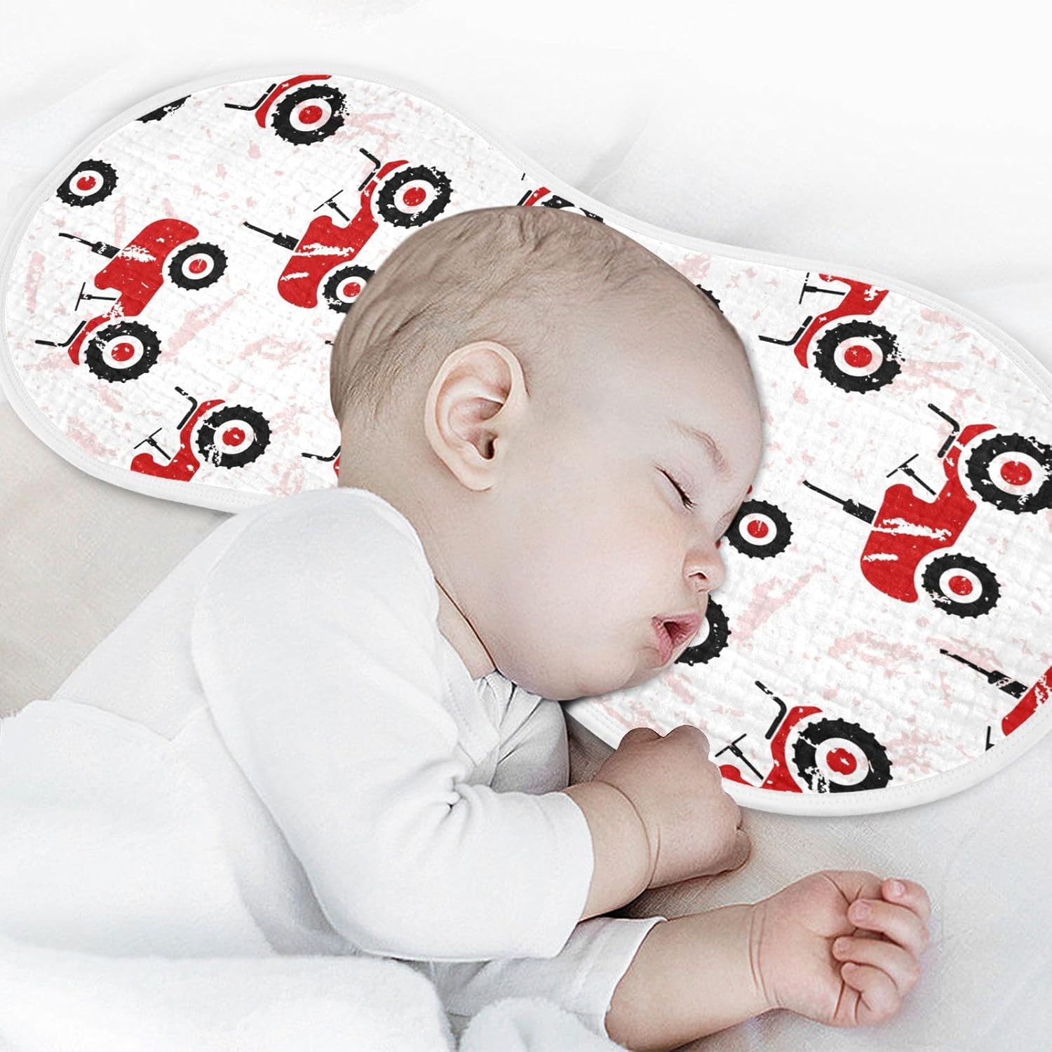 vvfelixl Baby Burp Cloths Red Wheeled Tractors Baby Newborn Cotton Burping Cloths Set Baby Washcloths 4 Pack