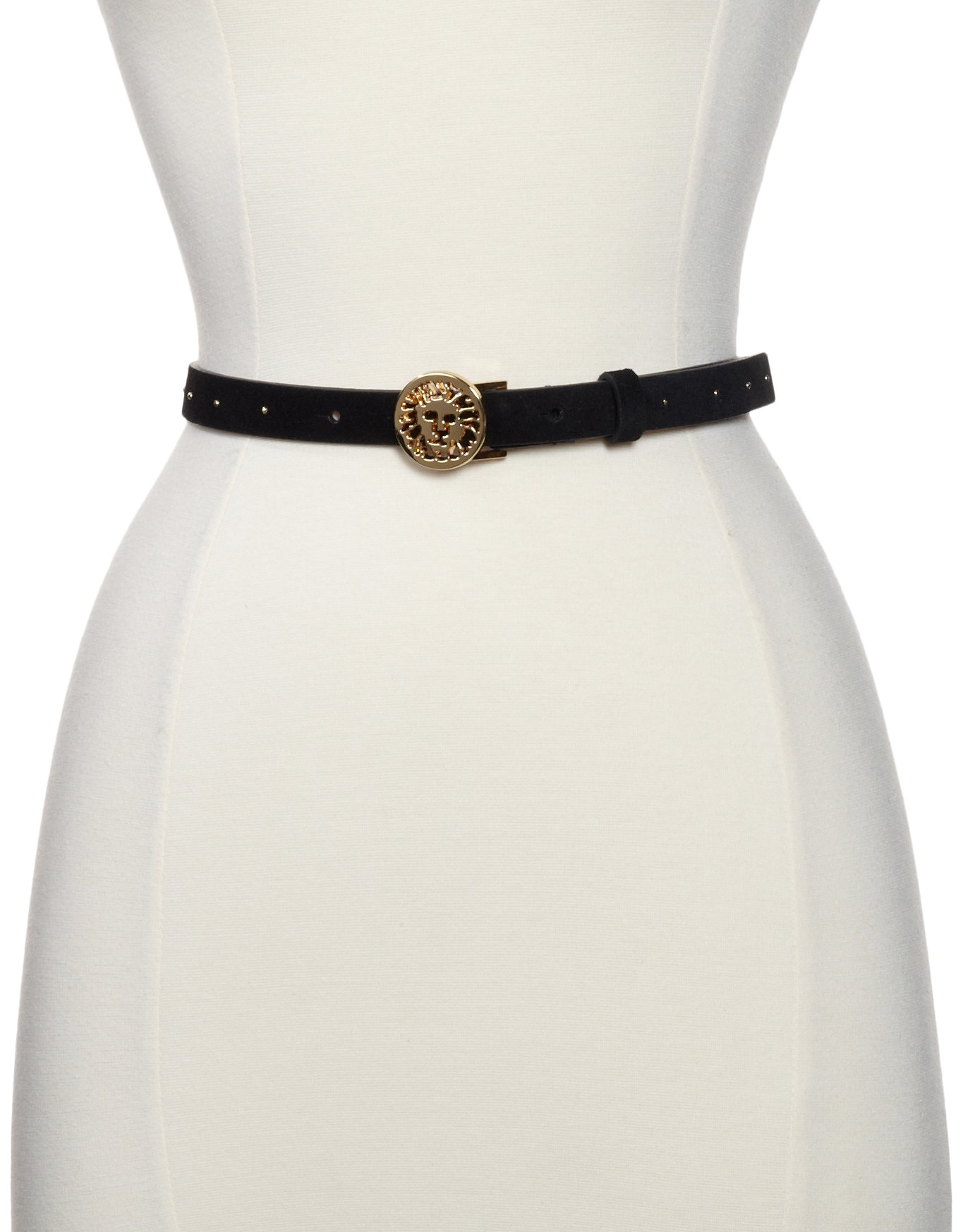 AK Anne Klein Women's Suede Skinny Belt with AK Logo