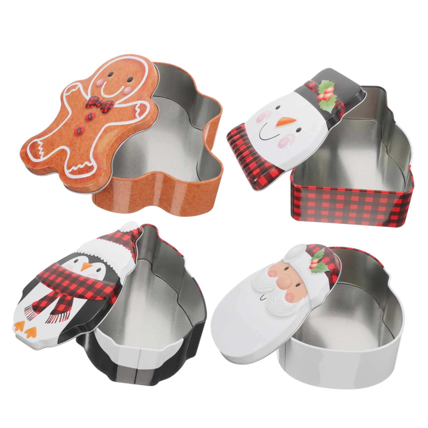 COHEALI 4pezzi Scatola di Biscotti di Natale in Latta Decorativa Scatola di Latta per Biscotti Caramelle Dolcetti
