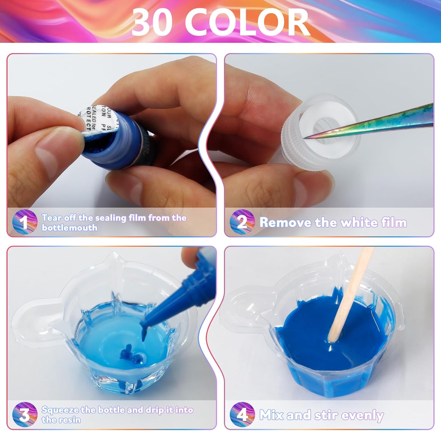 Ceya Pigment Paste for Epoxy Resin,30 Colors 300ml/13.7oz Highly Concentrated & Easy to Mix Opaque Resin Colorant Dye Set for Resina Art Painting,DIY Crafts,Molds,River Tables, Jewelry, Tumblers,Paint