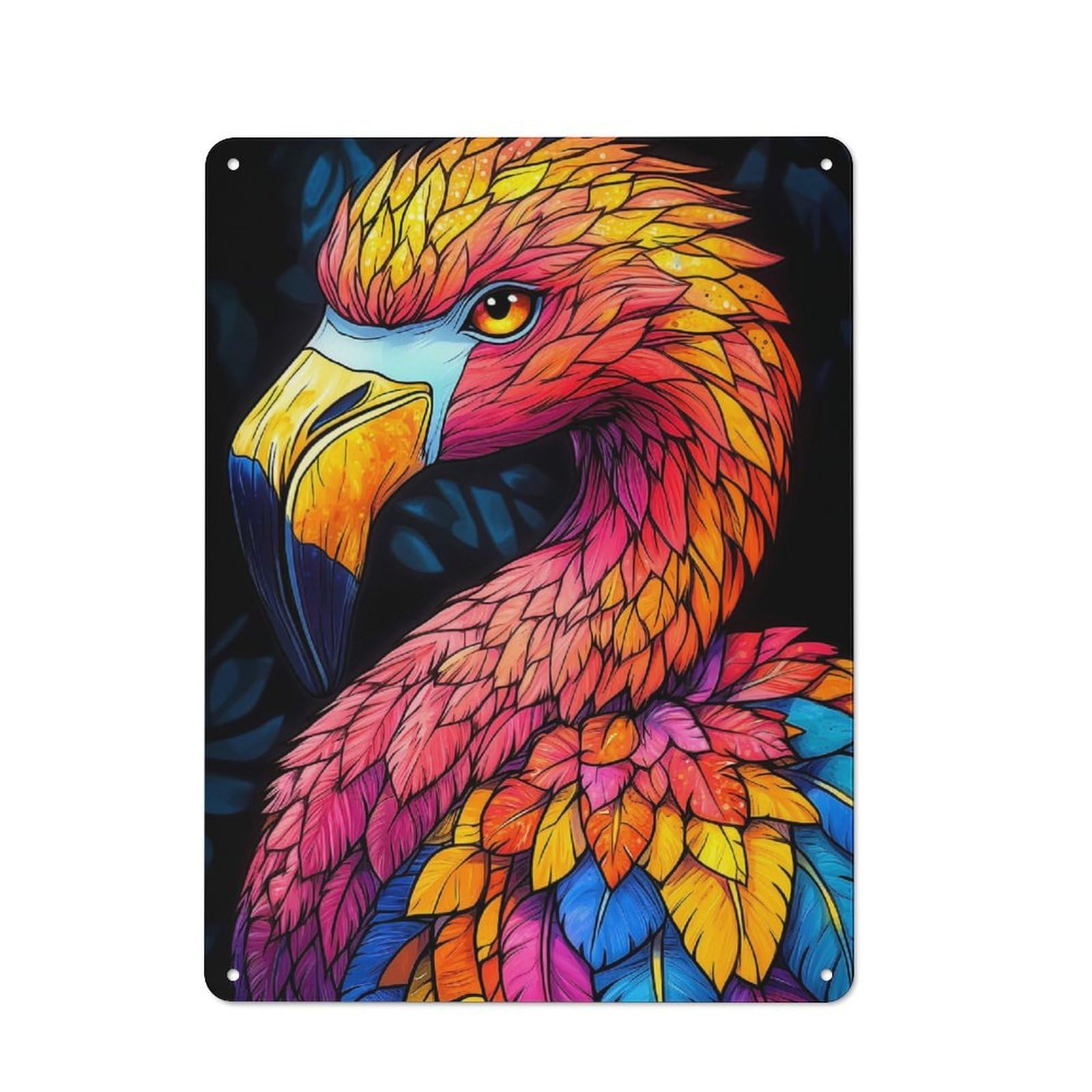 Junmoney Vibrant Flamingo Portrait Animal For Studio Or Craft Room, Retro-Style Tin Sign 40X30cm, For Metal Sign Collectors, For Garage And Workshop Walls