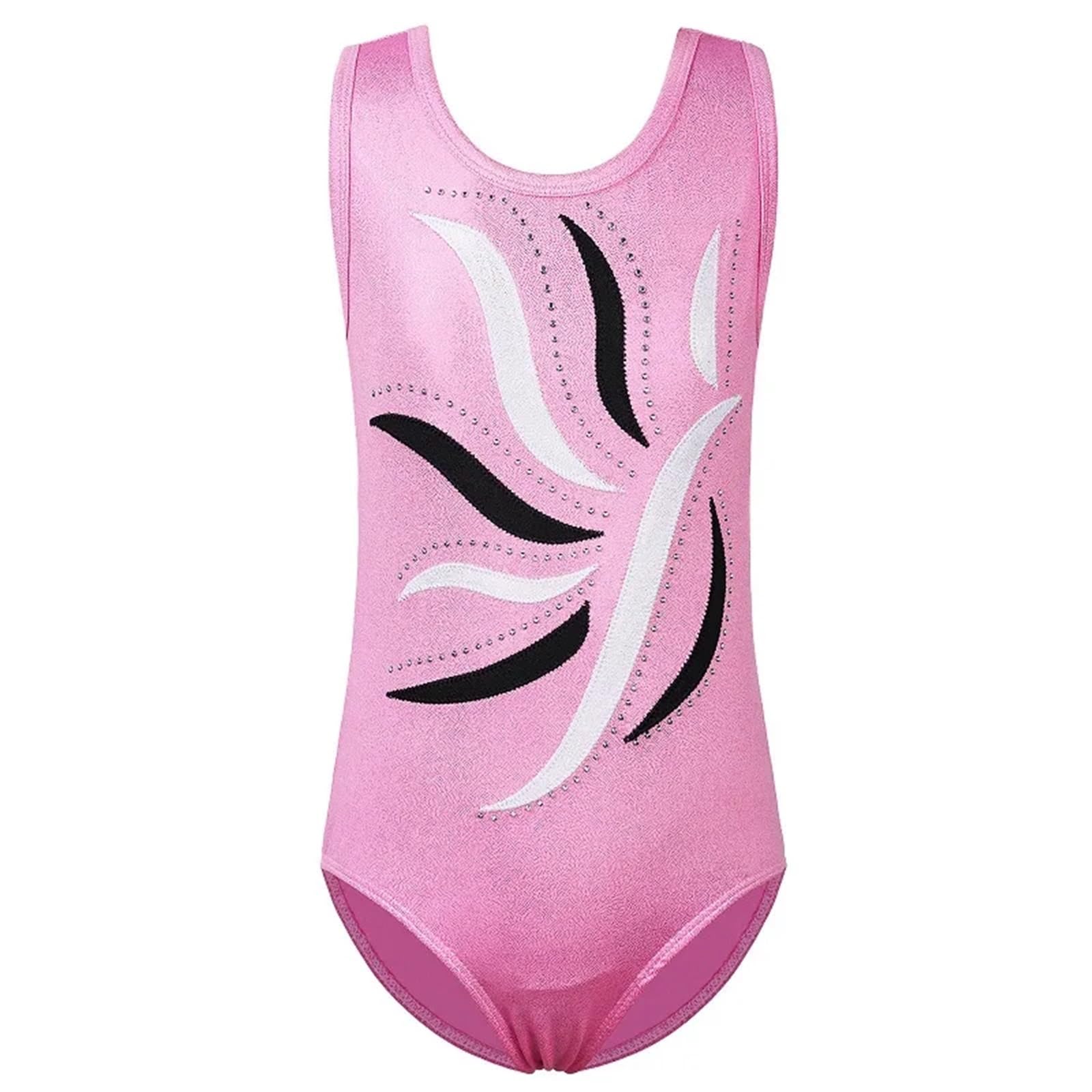 Mädchen Turnanzug Gymnastikanzug for Mädchen Ärmelloser Body Schwarz Performance Kleidung Diamant Praxis Outfit Ballettanzug(Color6,6A)