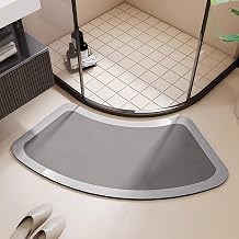 Absorbent Bath Mat - Diatomite Stone - Quick Dry, Curved Shower Mat for Corner Shower, Diatomaceous Earth Bathmat Rugs Non Slip Shower Mats for Inside Shower, Easy to CleanH,45x90cm